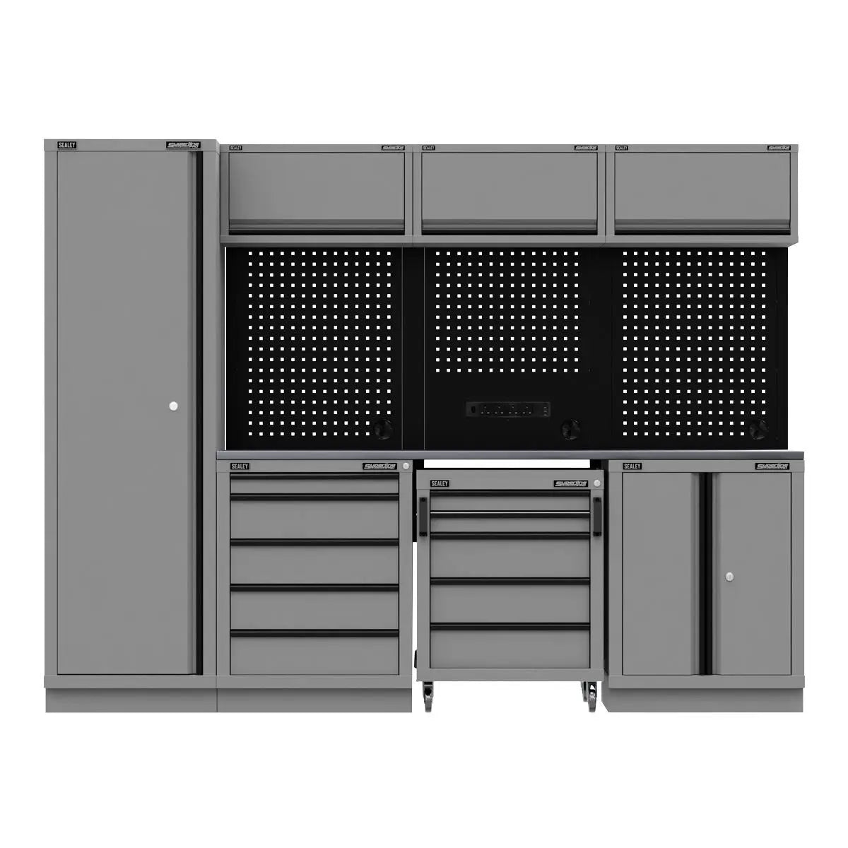 Sealey Superline Pro Superline PRO® Black Edition Storage System with Stainless Worktop 2.64m White Rose Tools
