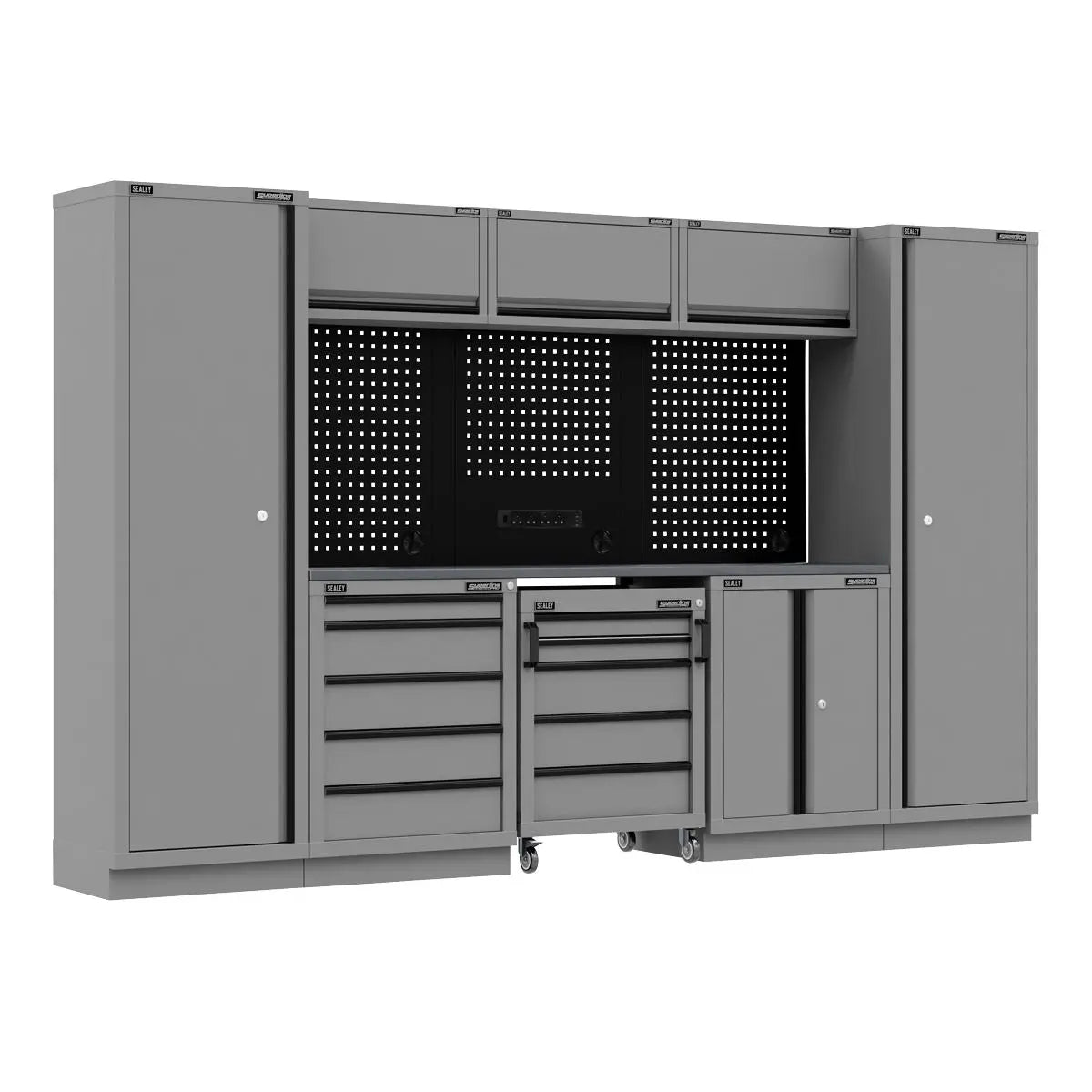 Sealey Superline Pro Superline PRO® Black Edition Storage System with Stainless Worktop 3.24m White Rose Tools