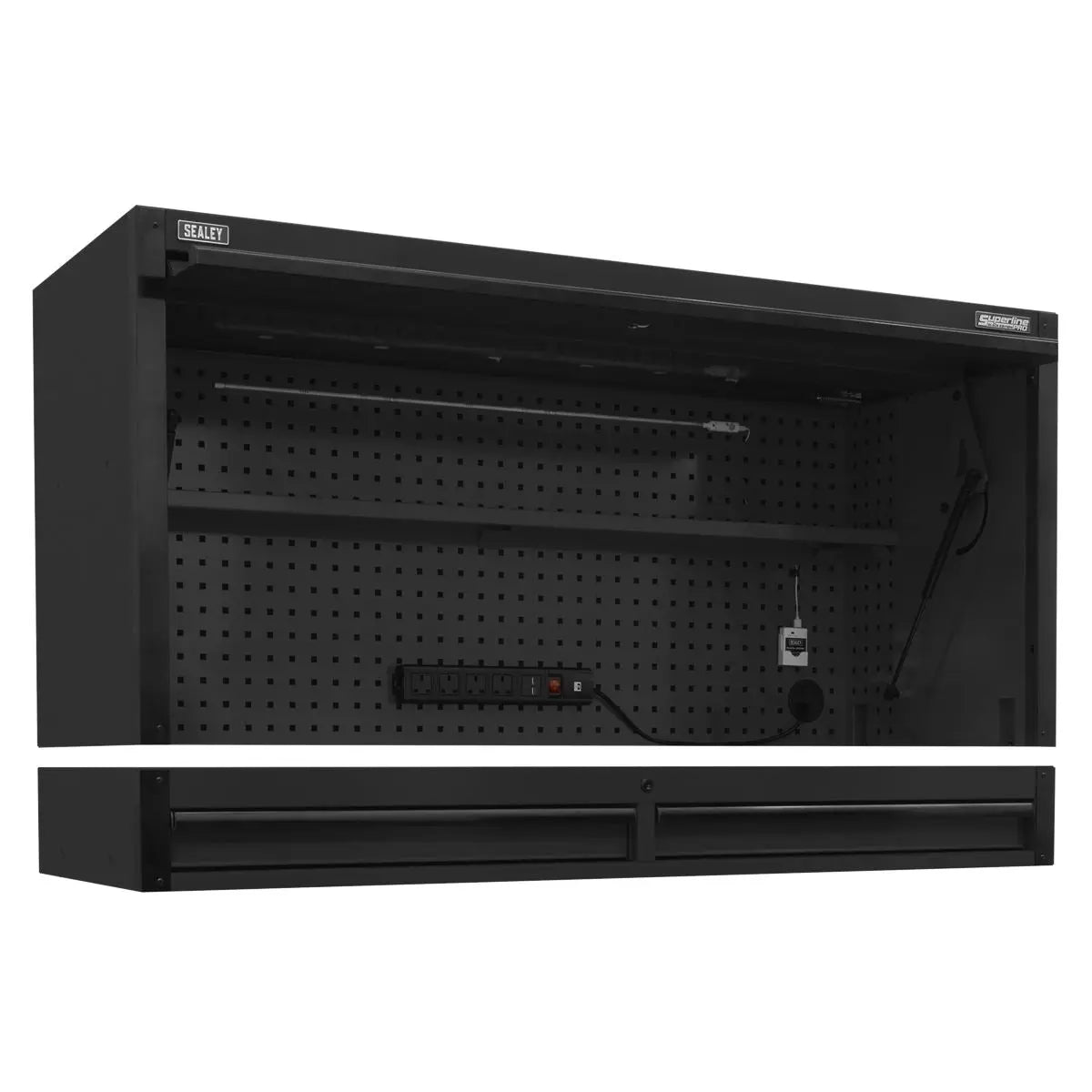 Sealey Superline Pro Superline PRO® Black Edition Top Hutch & 2 Drawer Riser 1549mm White Rose Tools