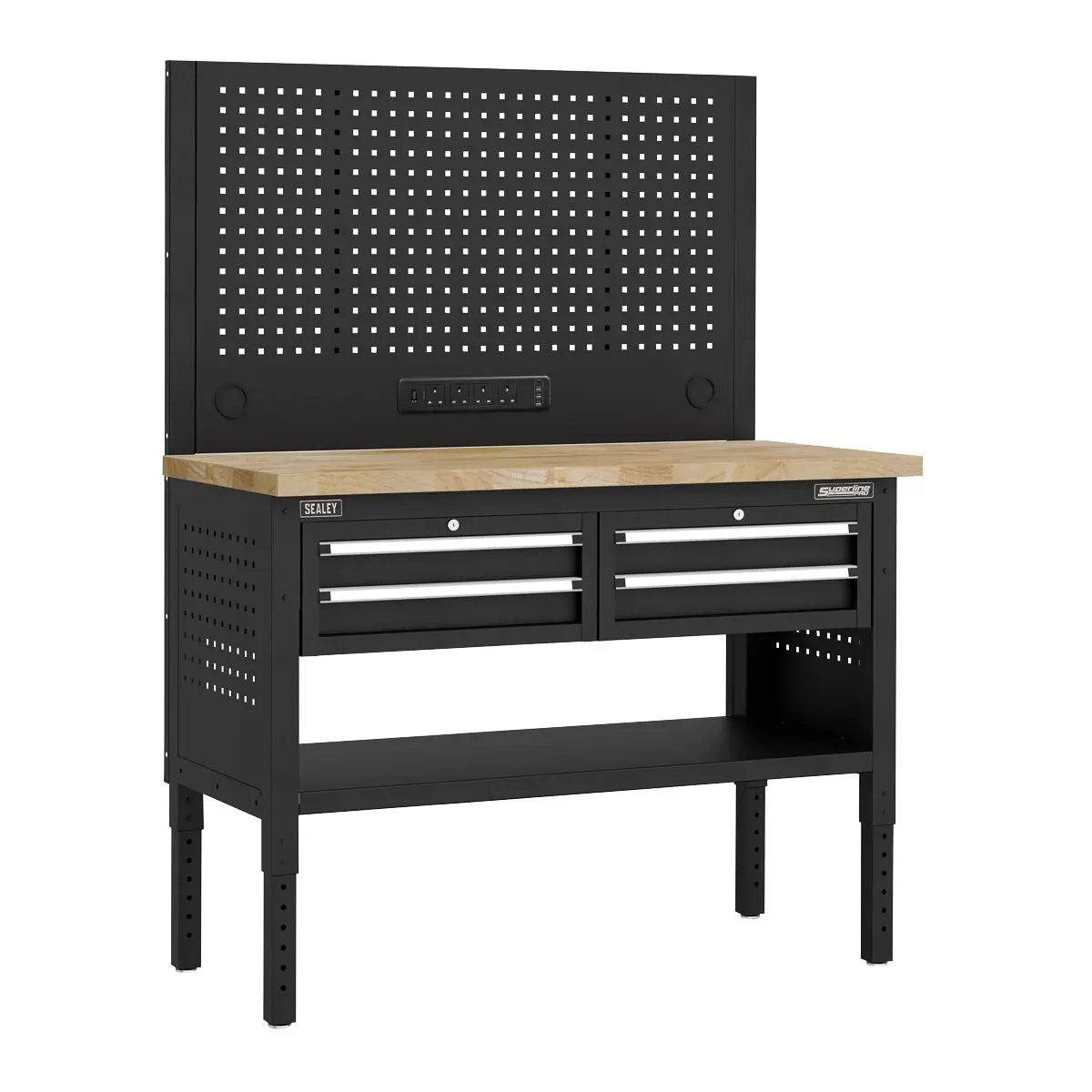 Sealey Superline Pro Superline PRO® Modular Workbench with 4 Drawers Wooden Worktop 1265mm White Rose Tools