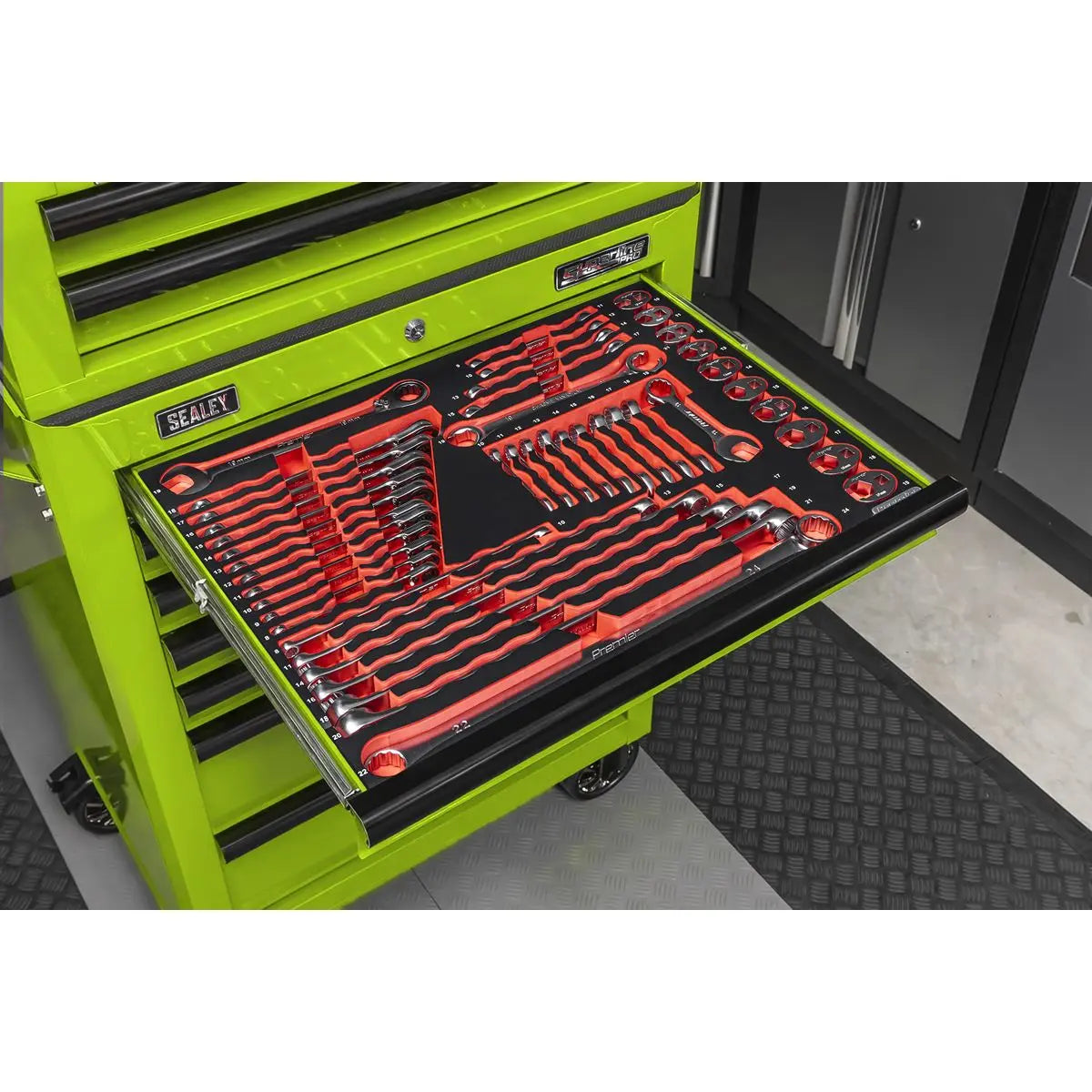 Sealey Superline Pro Superline PRO® Tool Chest Combination 14 Drawer with 446pc Tool Kit - Green White Rose Tools