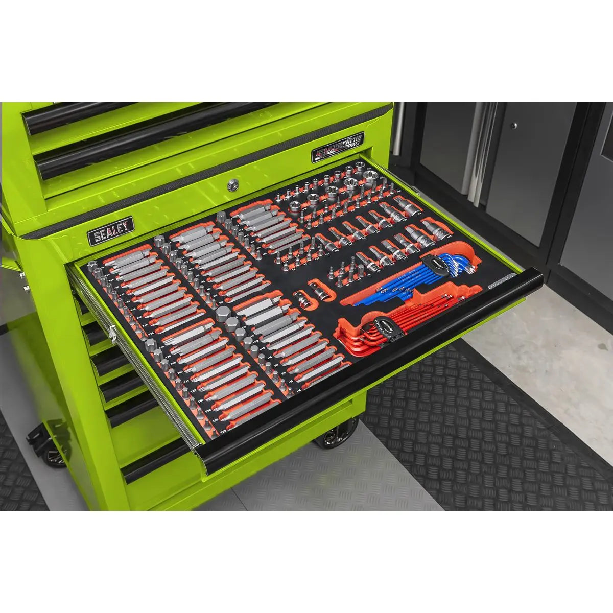 Sealey Superline Pro Superline PRO® Tool Chest Combination 14 Drawer with 446pc Tool Kit - Green White Rose Tools