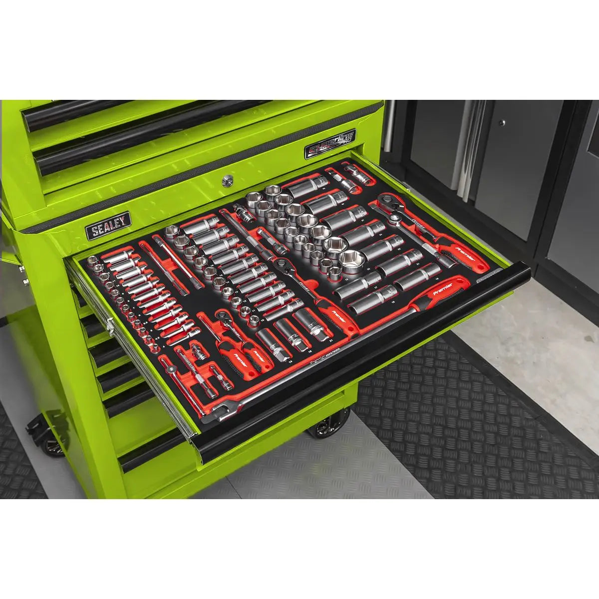 Sealey Superline Pro Superline PRO® Tool Chest Combination 14 Drawer with 446pc Tool Kit - Green White Rose Tools