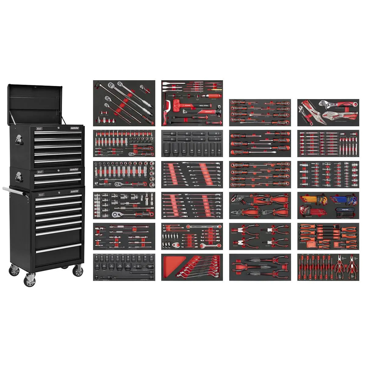 Sealey Superline Pro Superline PRO® Tool Chest Combination 14 Drawer with 447pc Tool Kit - Black White Rose Tools