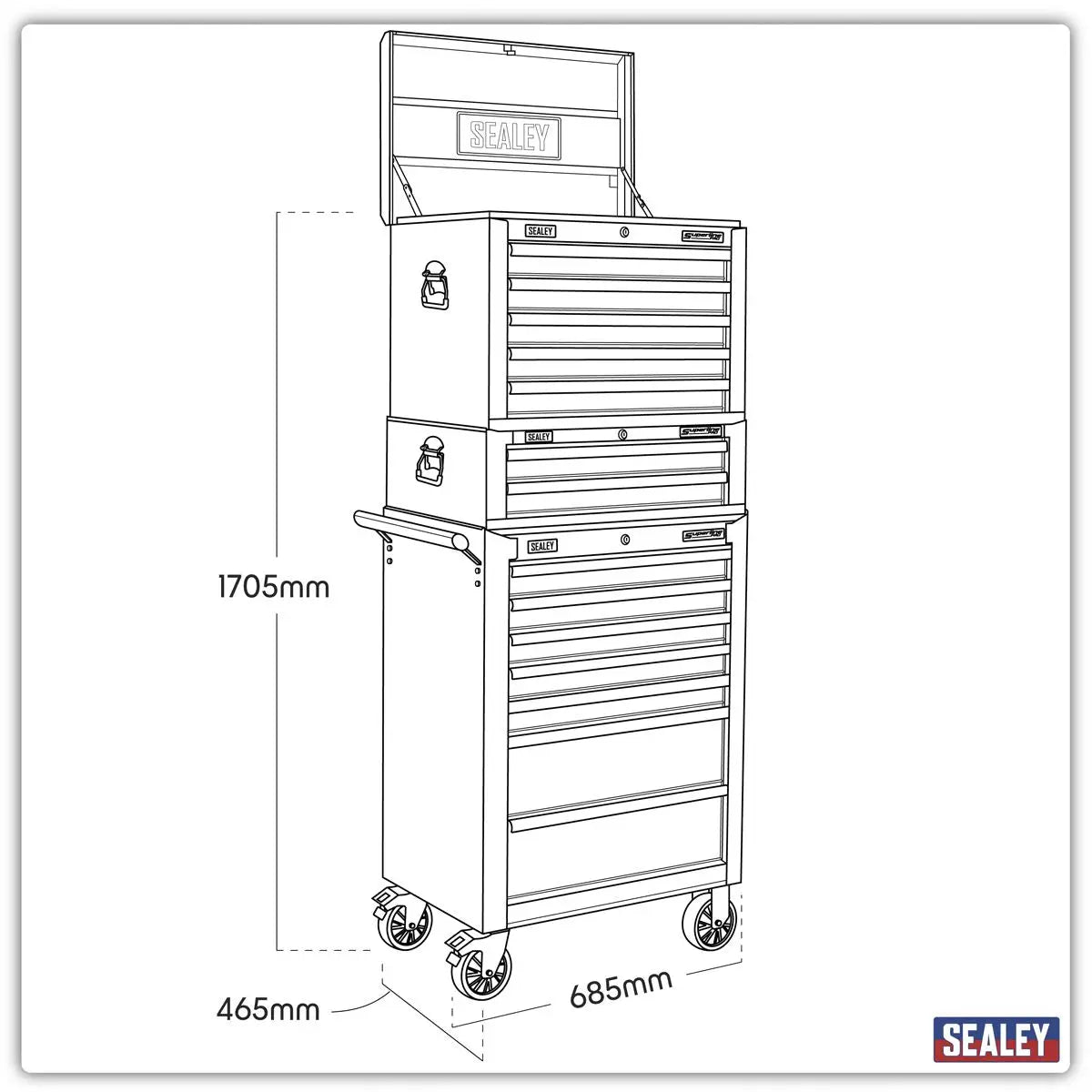 Sealey Superline Pro Tool Chest Combination 14 Drawer with Ball-Bearing Slides - Green & 1179pc Tool Kit White Rose Tools