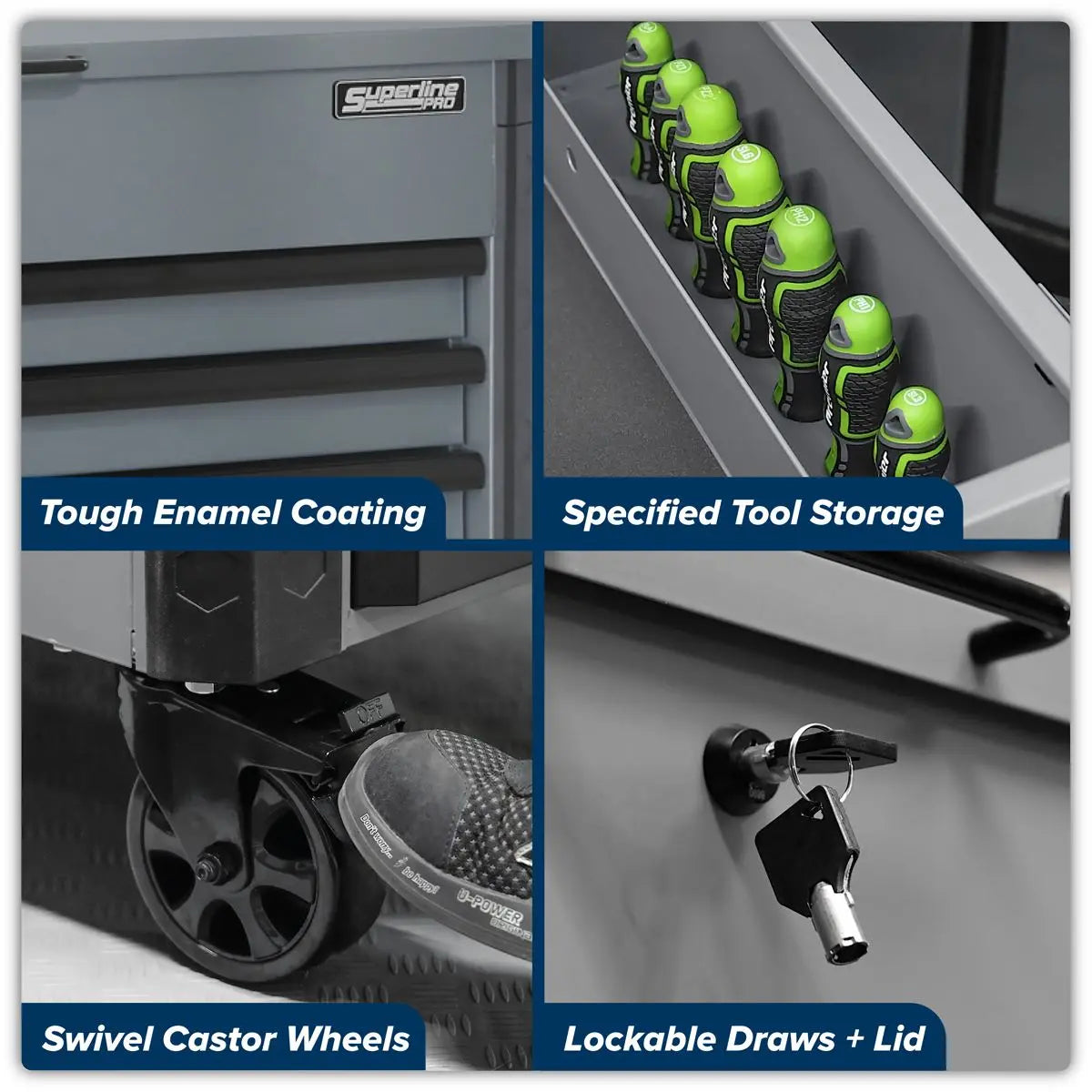 Sealey Superline Pro Tool Trolley 6 Drawer - Grey White Rose Tools