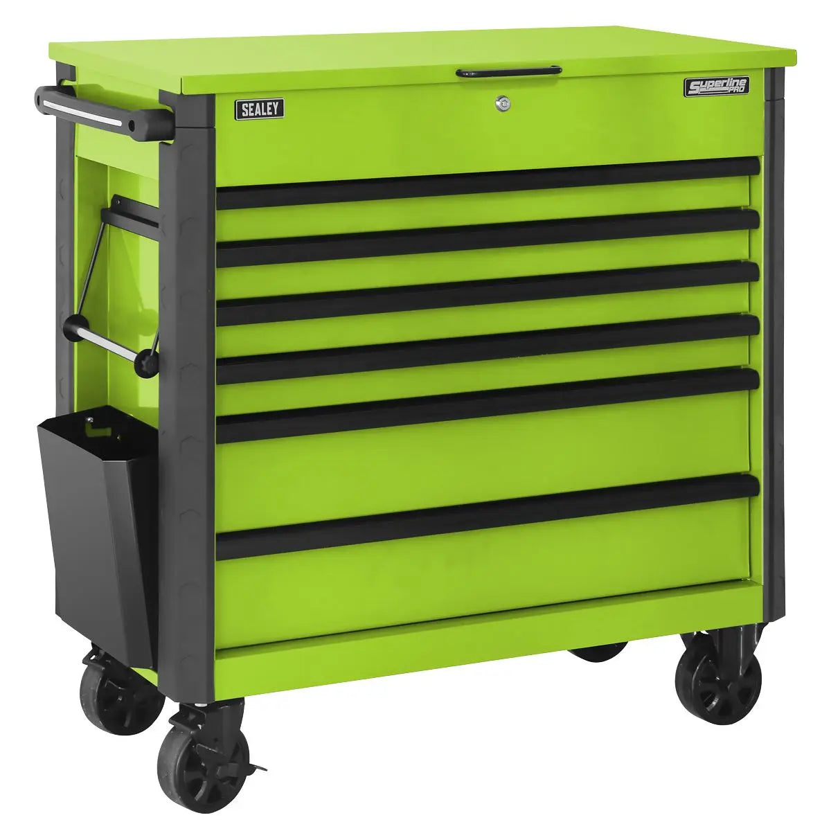Sealey Superline Pro Tool Trolley 6 Drawer with Ball Bearing Slides - Green White Rose Tools