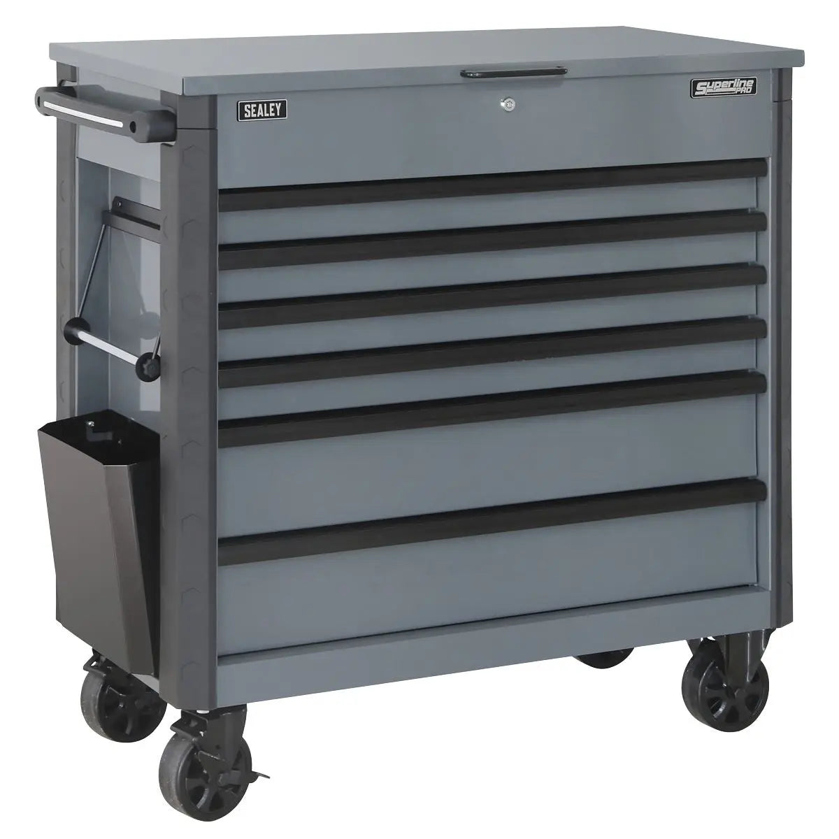 Sealey Superline Pro Tool Trolley 6 Drawer with Ball Bearing Slides - Grey White Rose Tools