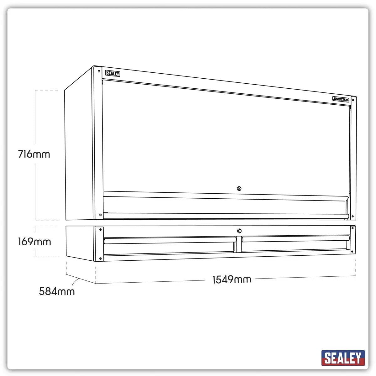 Sealey Superline Pro Top Hutch & 2 Drawer Riser 1549mm White Rose Tools