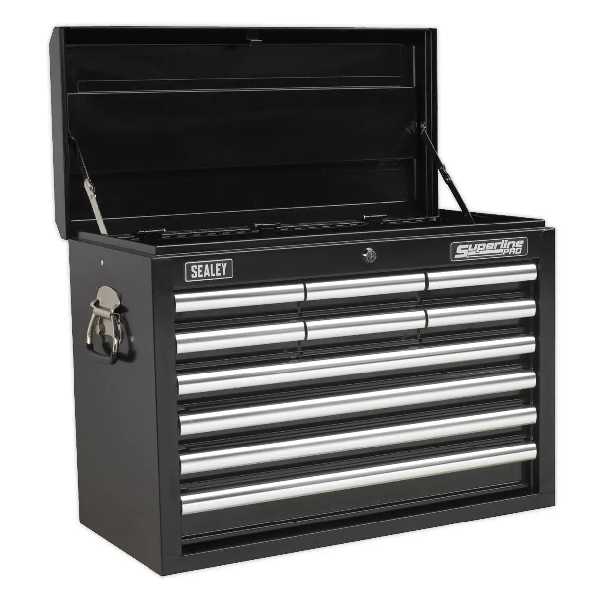 Sealey Superline Pro Topchest 10 Drawer with Ball-Bearing Slides - Black & 140pc Tool Kit