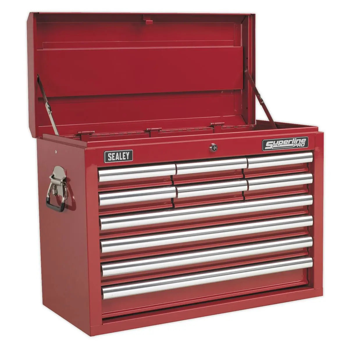 Sealey Superline Pro Topchest 10 Drawer with Ball-Bearing Slides - Red & 140pc Tool Kit