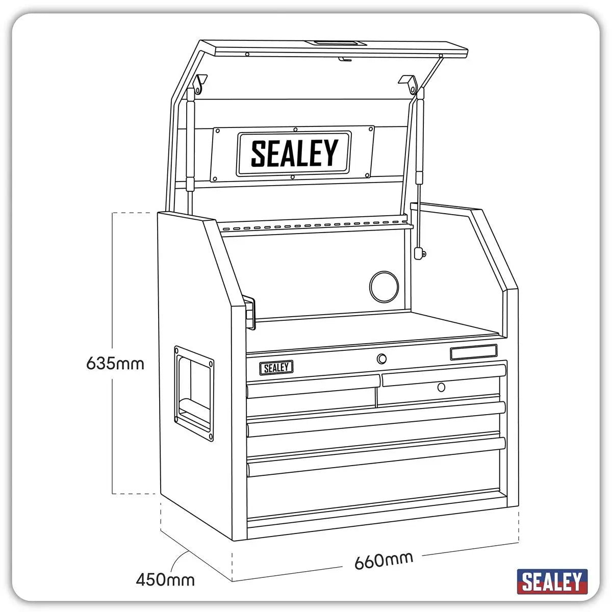 Sealey Superline Pro Topchest 4 Drawer 660mm with Soft Close Drawers & Power Strip