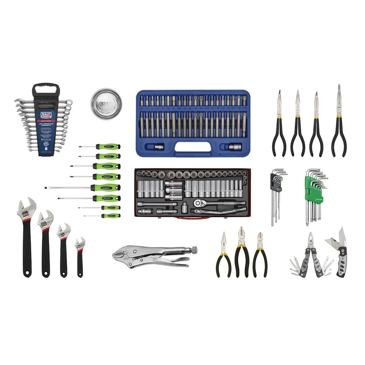 Sealey Superline Pro Topchest 5 Drawer with Ball-Bearing Slides - Black & 140pc Tool Kit