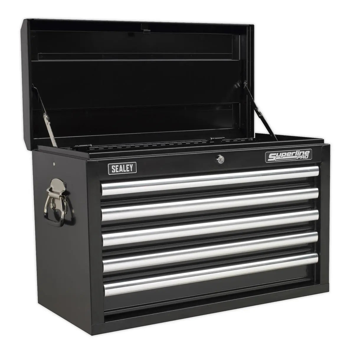 Sealey Superline Pro Topchest 5 Drawer with Ball-Bearing Slides - Black & 140pc Tool Kit