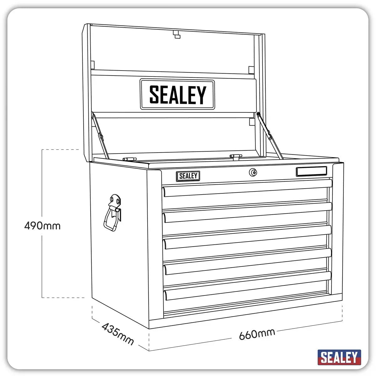 Sealey Superline Pro Topchest 5 Drawer with Ball-Bearing Slides - Green/Black White Rose Tools