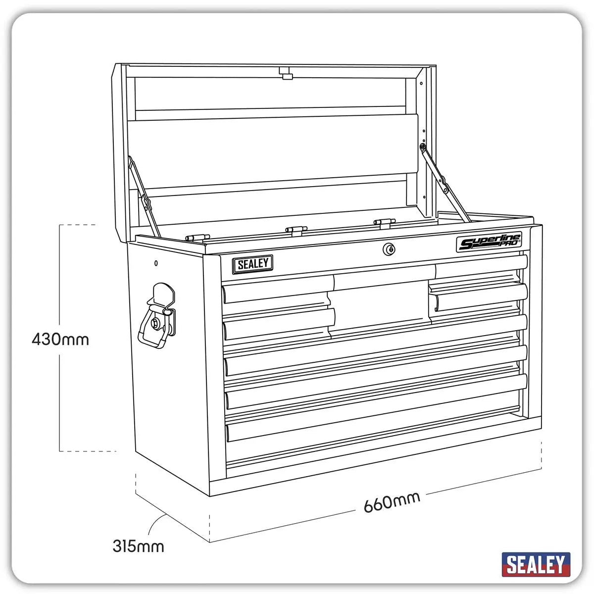 Sealey Superline Pro Topchest 8 Drawer with Ball-Bearing Slides - Red