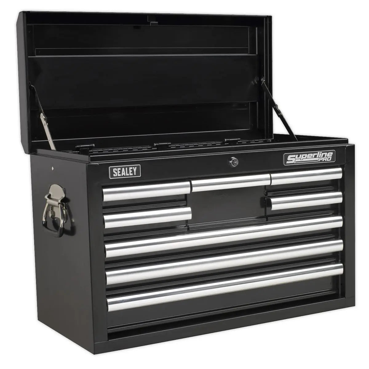 Sealey Superline Pro Topchest & Rollcab Combination 15 Drawer with Ball-Bearing Slides - Black & 148pc Tool Kit