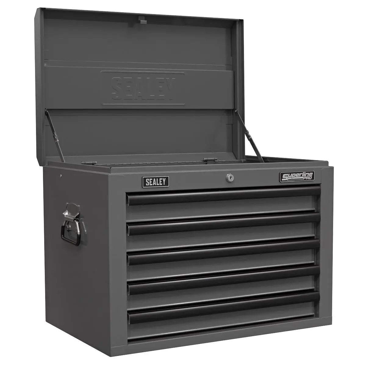 Sealey Superline Pro Topchest, Mid-Box Tool Chest & Rollcab Combination 14 Drawer with Ball-Bearing Slides - Grey White Rose Tools