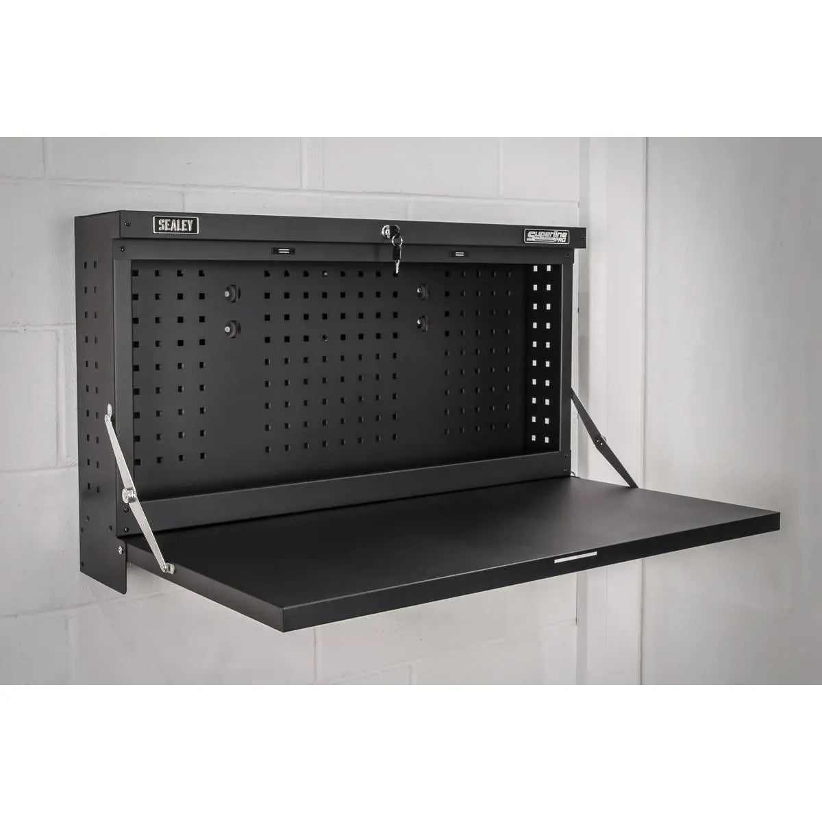 Sealey Superline Pro Wall Mounted Foldable Workbench 900mm White Rose Tools