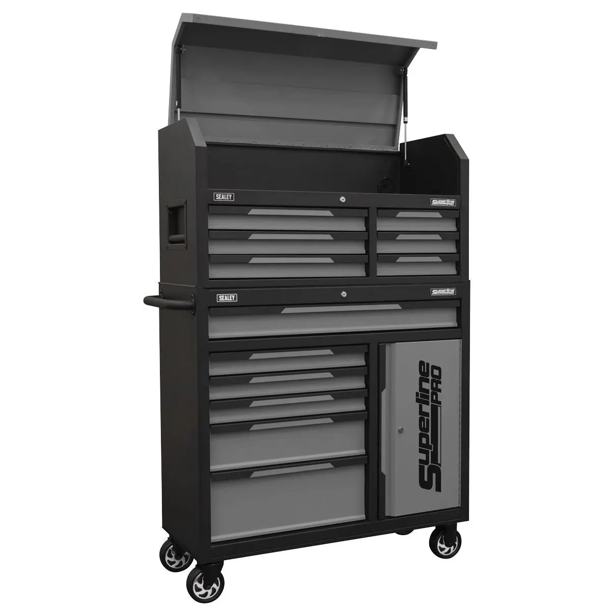 Sealey Superline Pro® Topchest & Rollcab Combination 12 Drawer & 1 Door Cupboard - Grey White Rose Tools