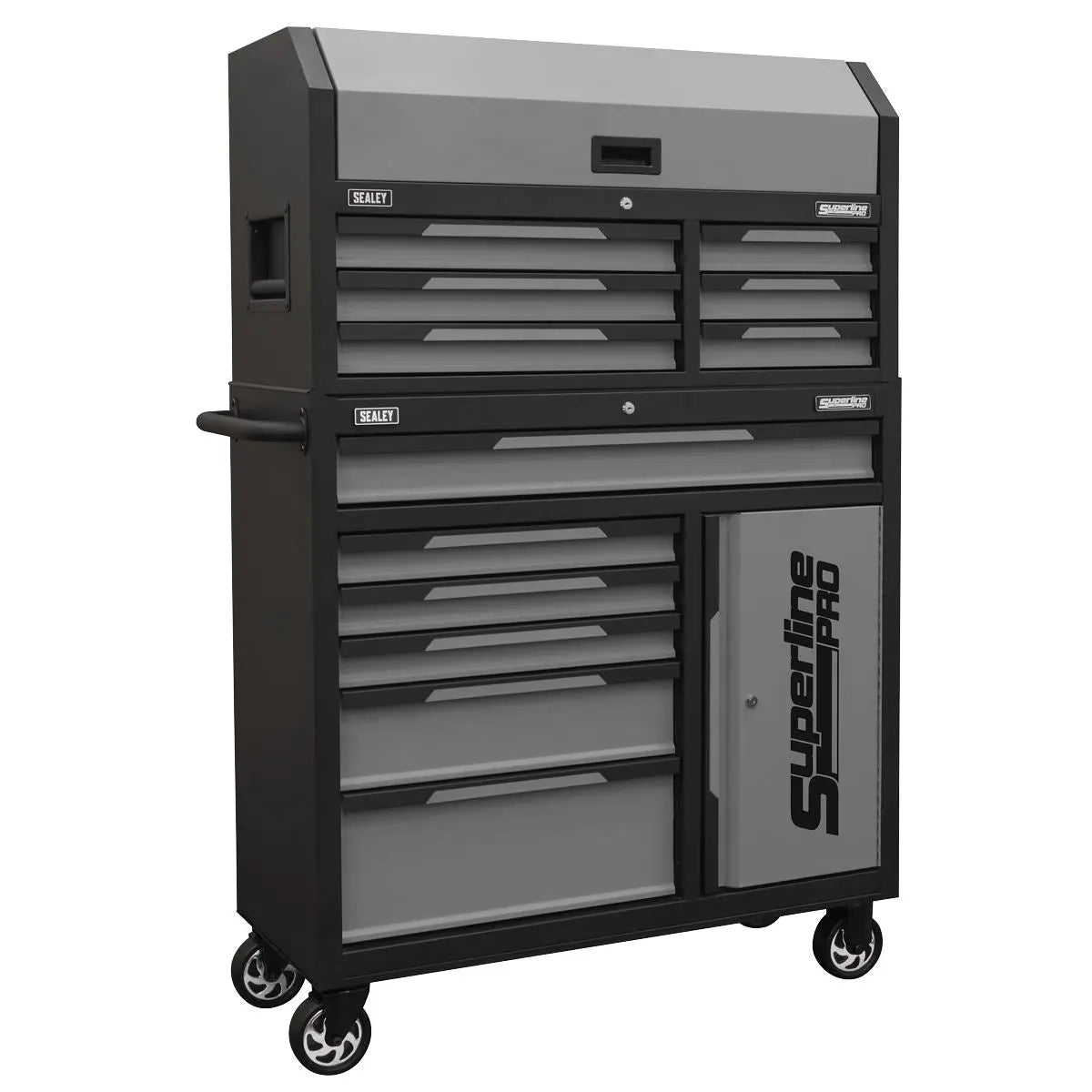Sealey Superline Pro® Topchest & Rollcab Combination 12 Drawer & 1 Door Cupboard - Grey White Rose Tools