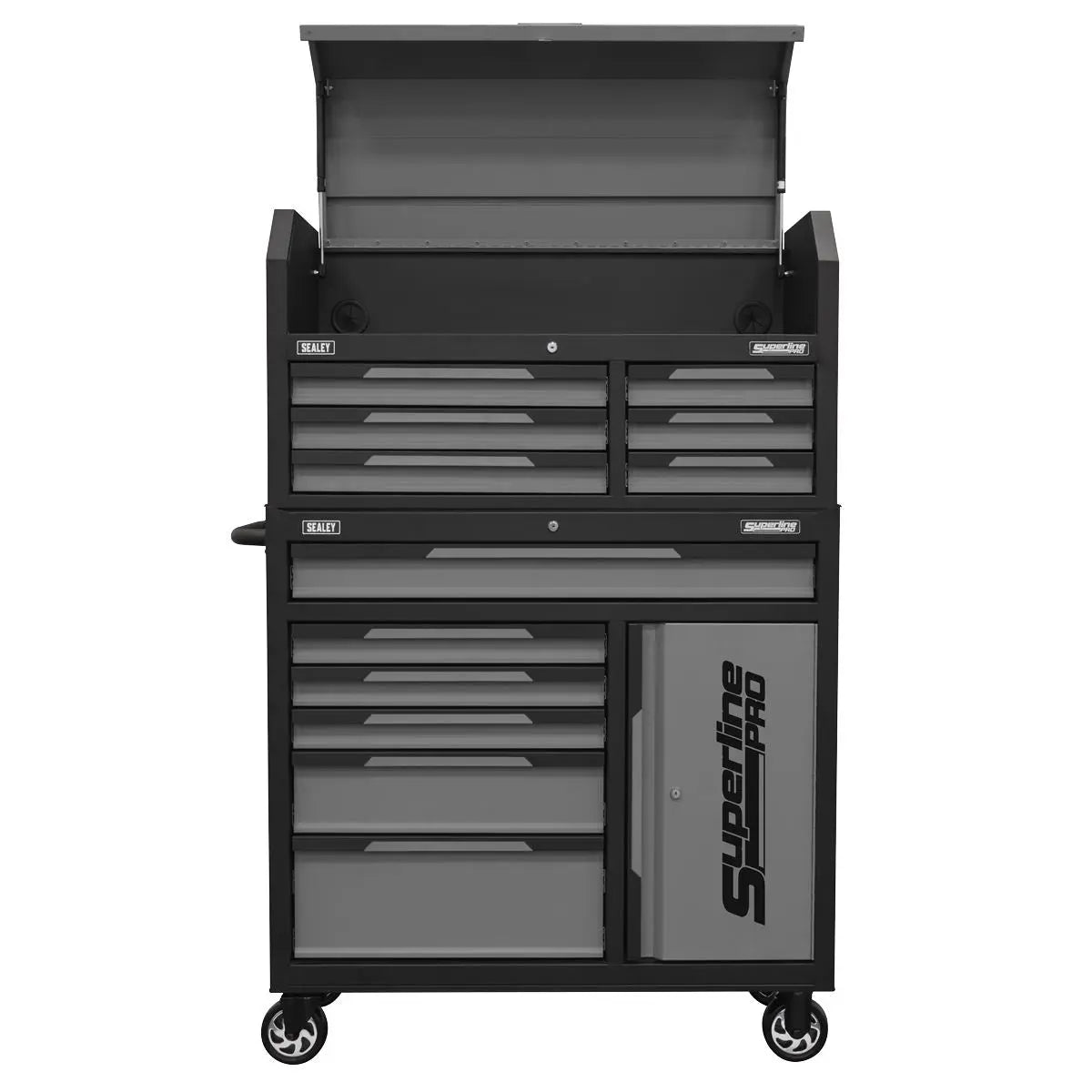 Sealey Superline Pro® Topchest & Rollcab Combination 12 Drawer & 1 Door Cupboard - Grey White Rose Tools