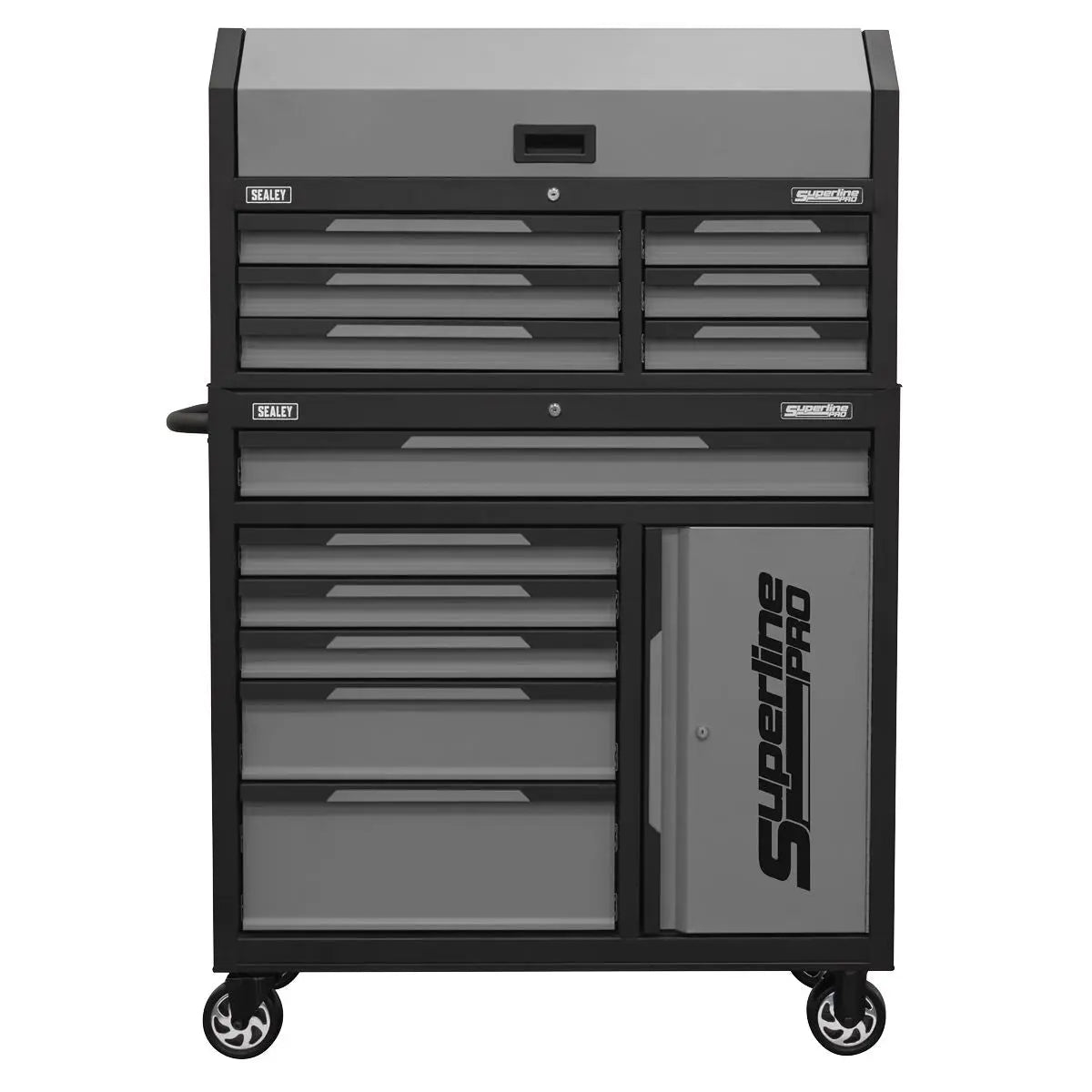 Sealey Superline Pro® Topchest & Rollcab Combination 12 Drawer & 1 Door Cupboard - Grey White Rose Tools