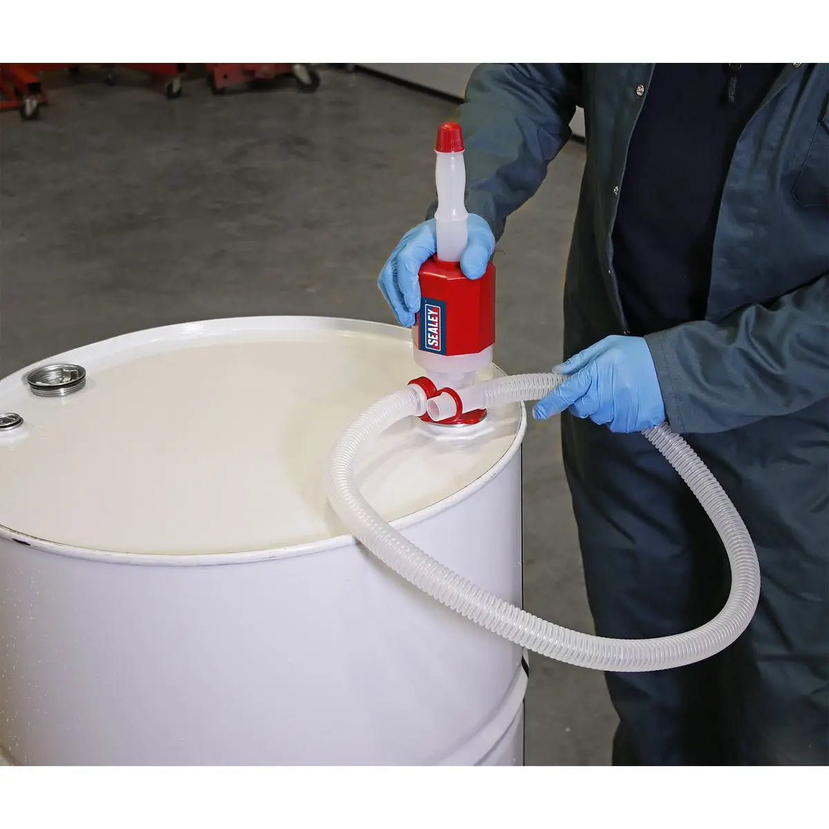 Sealey Syphon Pump with Segmented Suction Pipe High Flow  White Rose Tools