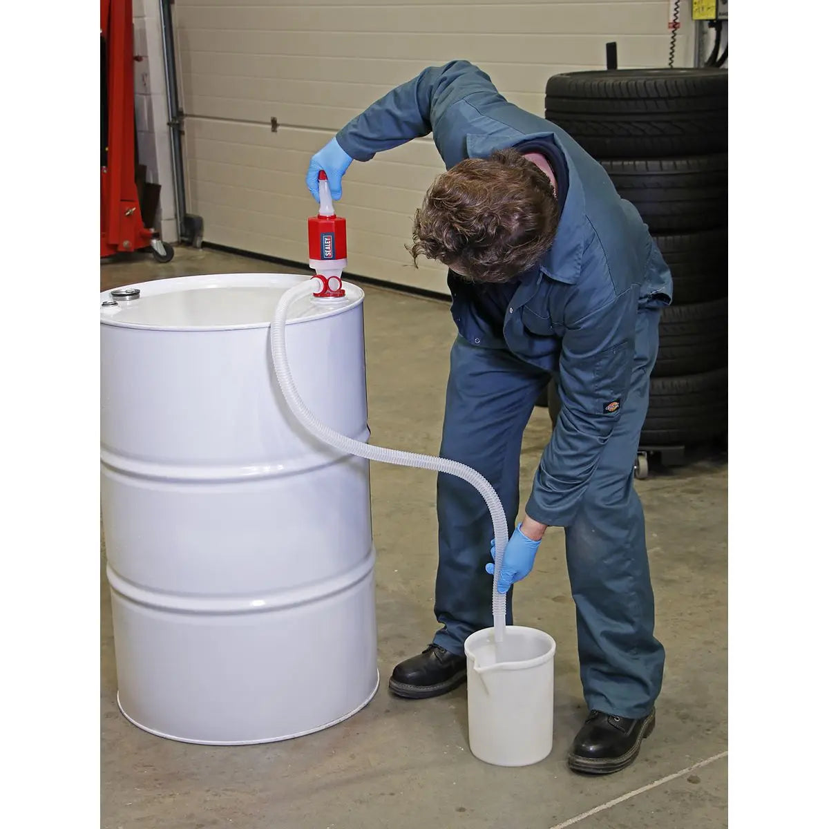 Sealey Syphon Pump with Segmented Suction Pipe High Flow White Rose Tools