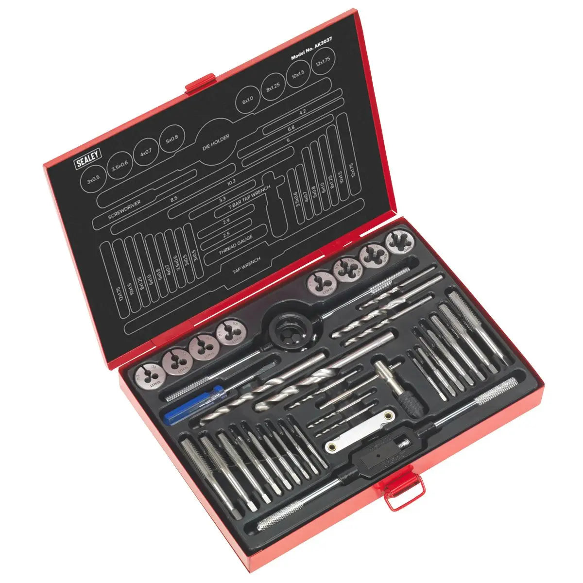 Sealey Tap & Die Set 37pc Split Dies - Metric