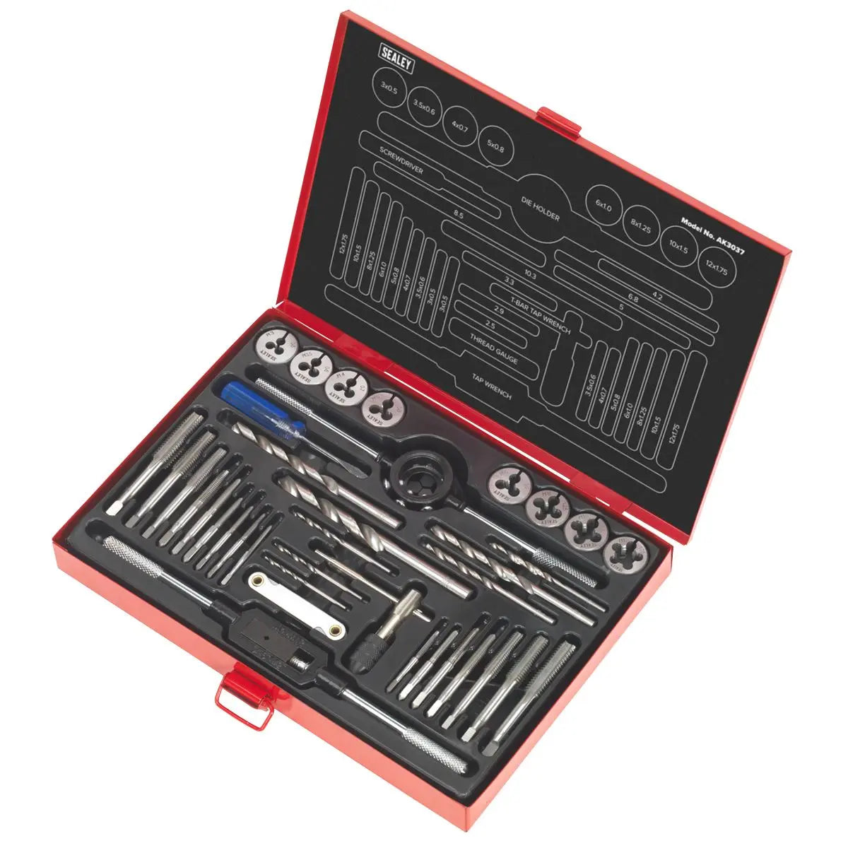 Sealey Tap & Die Set 37pc Split Dies - Metric
