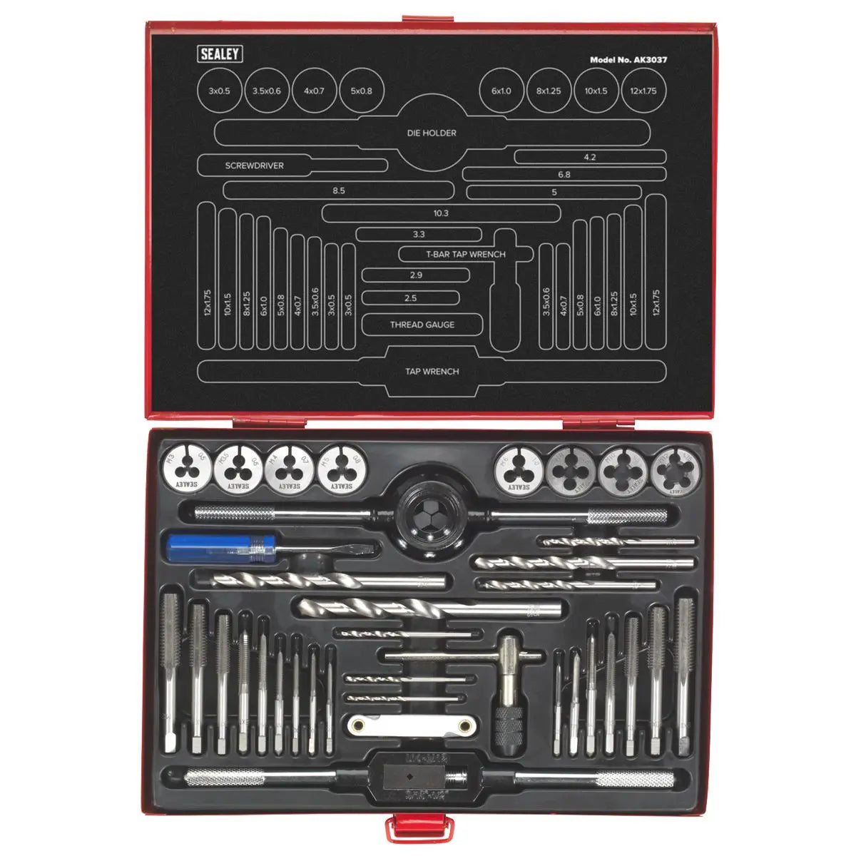 Sealey Tap & Die Set 37pc Split Dies - Metric
