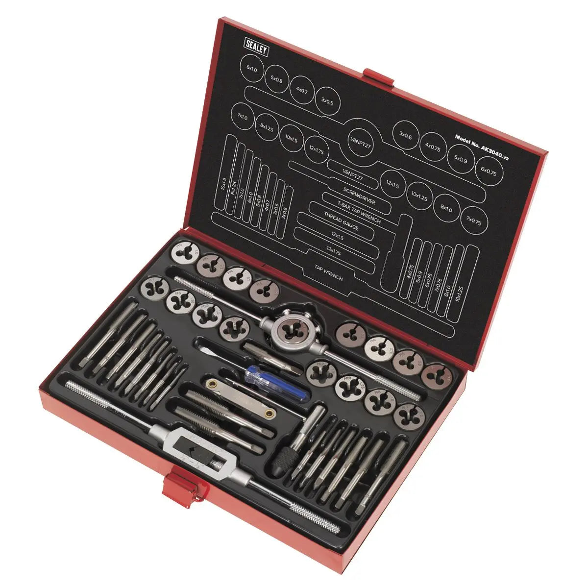 Sealey Tap and Die Set 40 Piece Split Dies Metric in Storage Case
