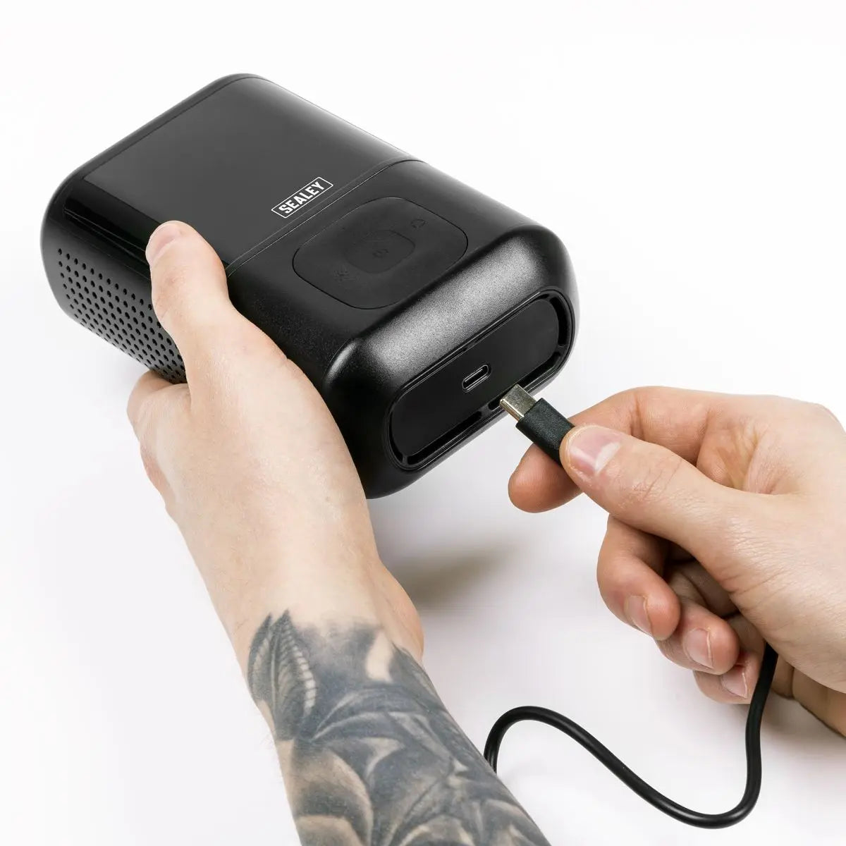 Sealey Temporary Puncture Repair Kit & Rechargeable Tyre Inflator  White Rose Tools