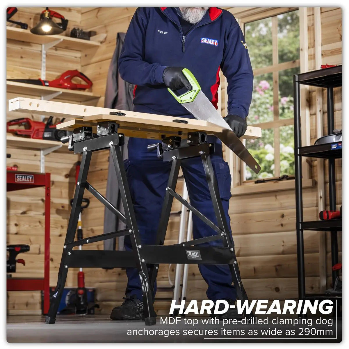 Sealey Tilt & Clamp Folding Workbench White Rose Tools