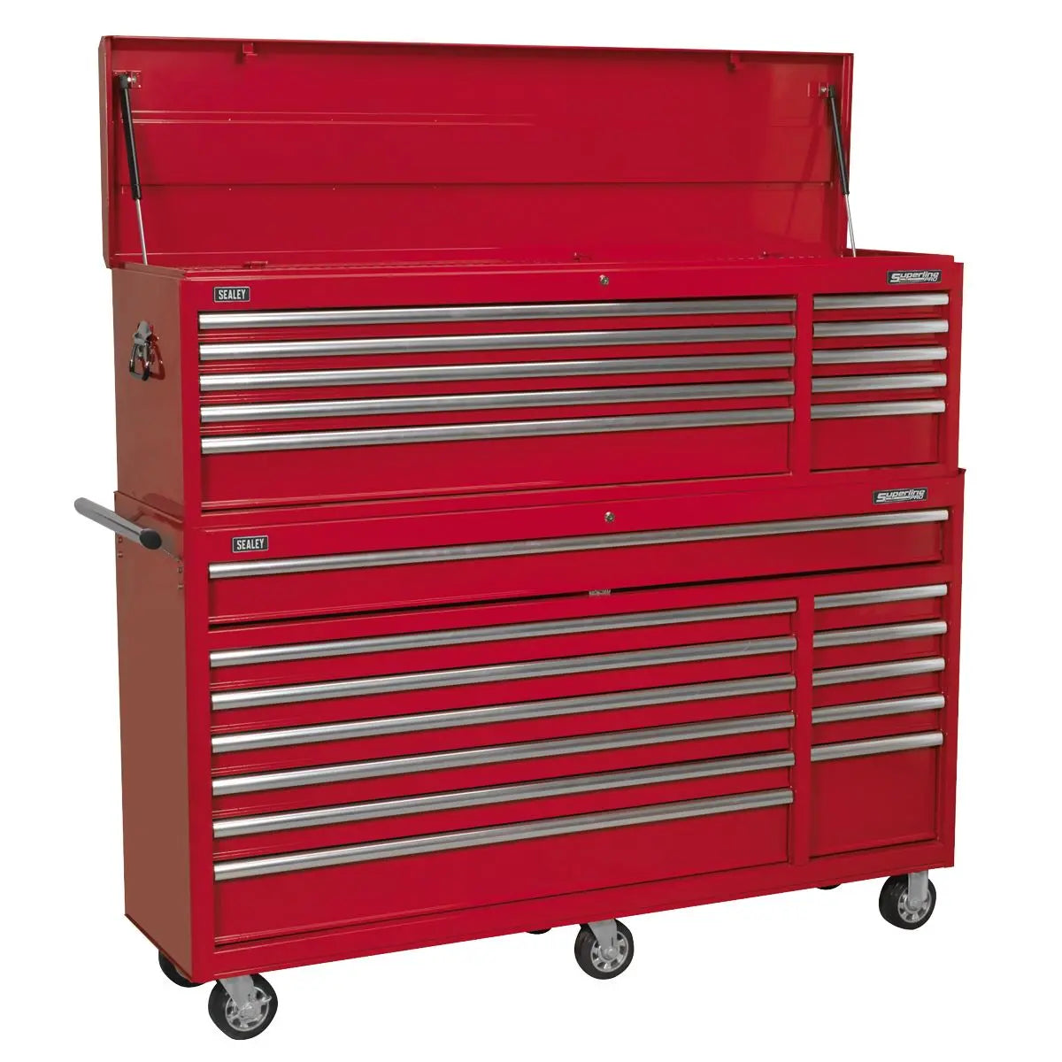Sealey Topchest & Rollcab Combination 23 Drawer with Ball-Bearing Slides - Red White Rose Tools