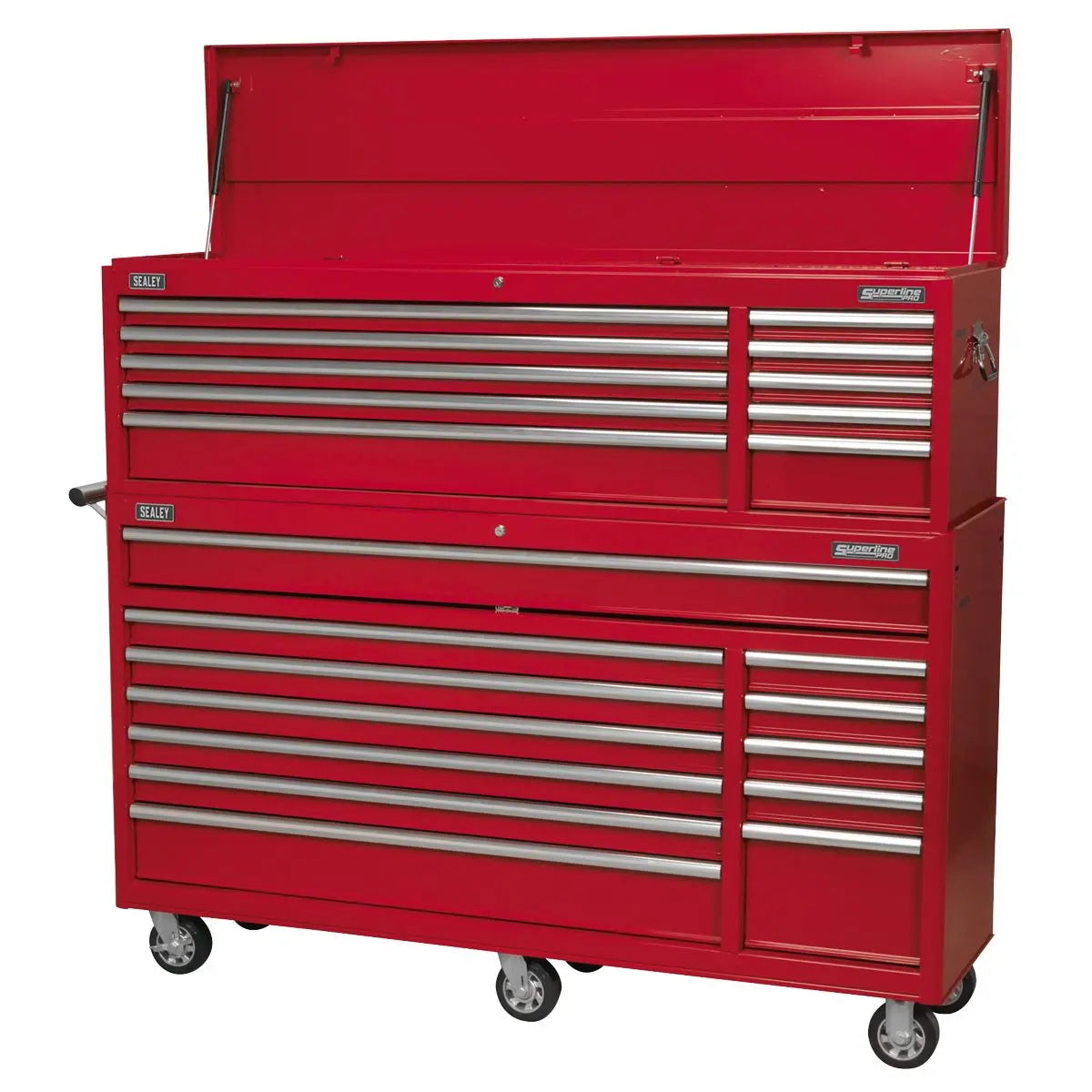 Sealey Topchest & Rollcab Combination 23 Drawer with Ball-Bearing Slides - Red White Rose Tools