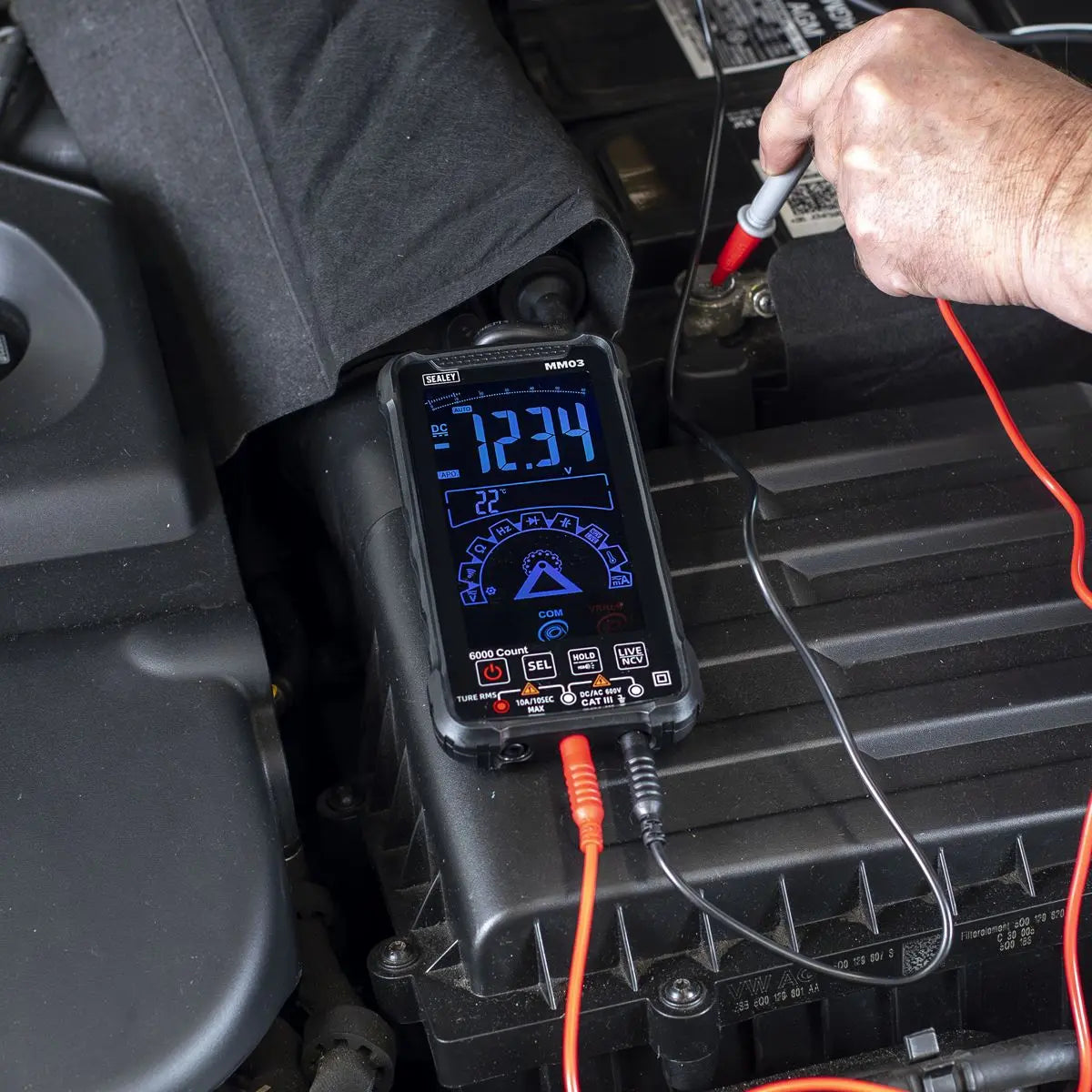 Sealey Touchscreen Rechargeable Auto-Ranging Digital Smart Multimeter 10-Function  White Rose Tools