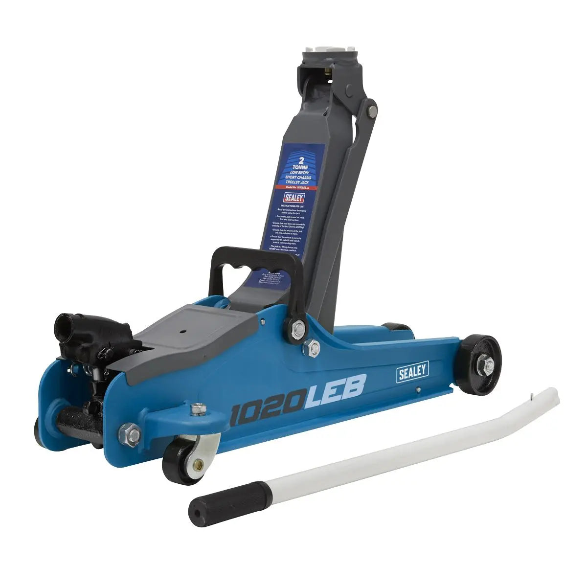 Sealey Trolley Jack 2tonne Low Entry Short Chassis - Blue