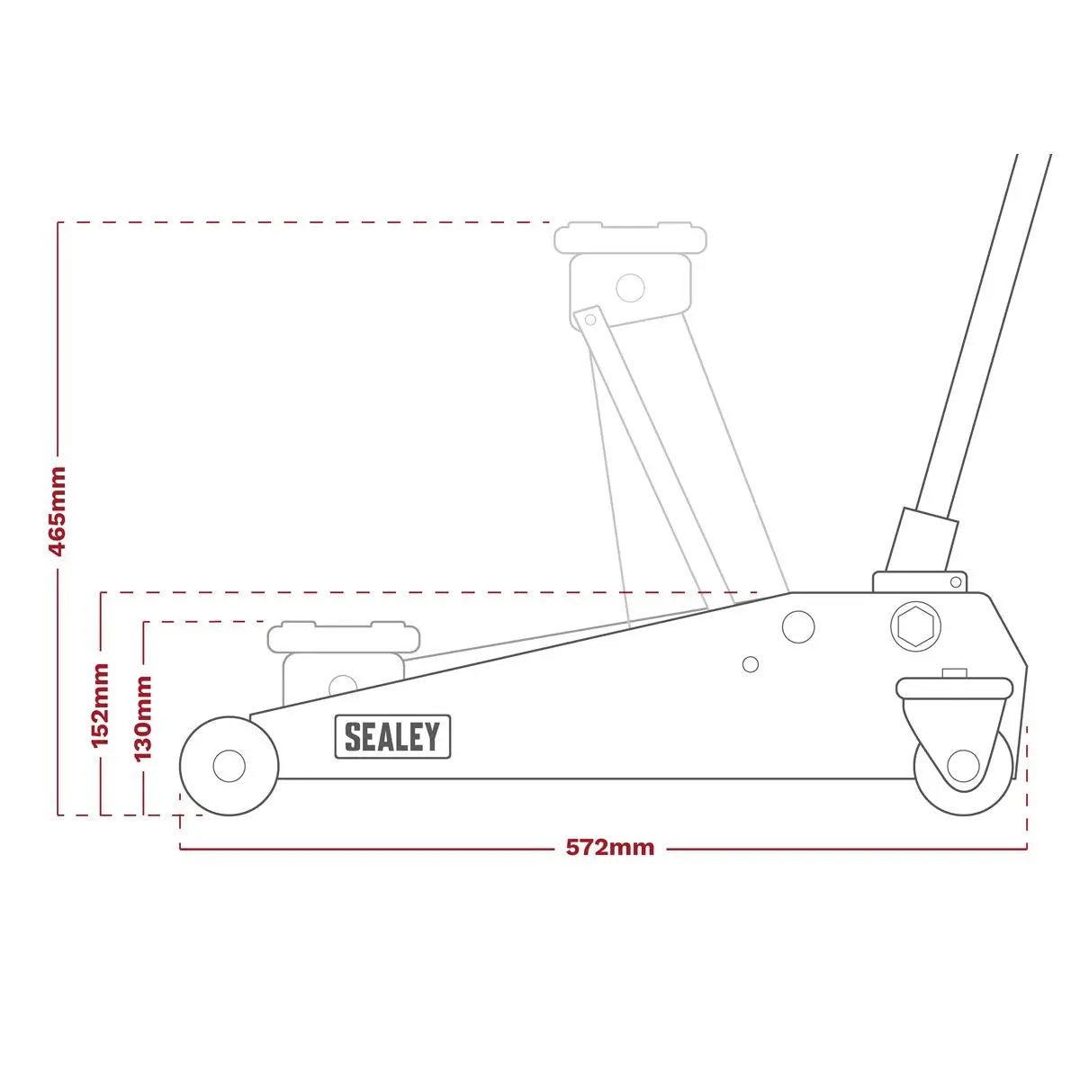 Sealey Trolley Jack 3 Tonne White Rose Tools