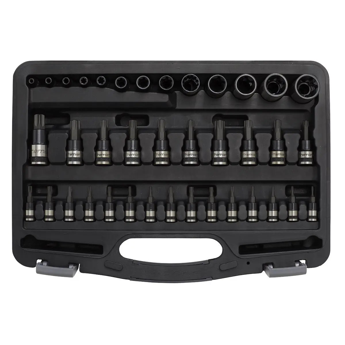 Sealey Trx-Star Socket and Security Socket Bit Set Premier Black 38 Piece 1/4" 3/8" 1/2" Drive