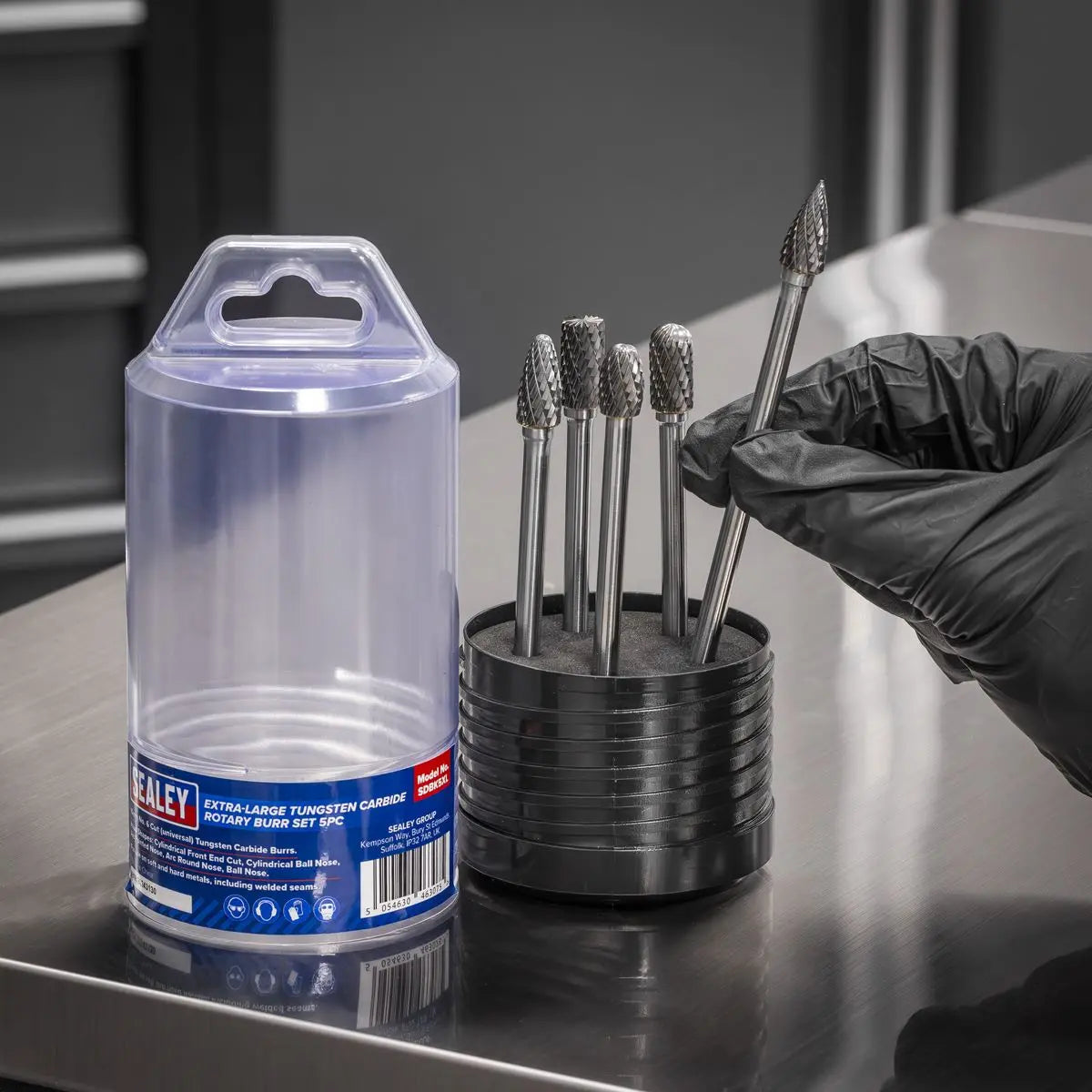 Sealey Tungsten Carbide Rotary Burr Set Extra-Long 5pc White Rose Tools
