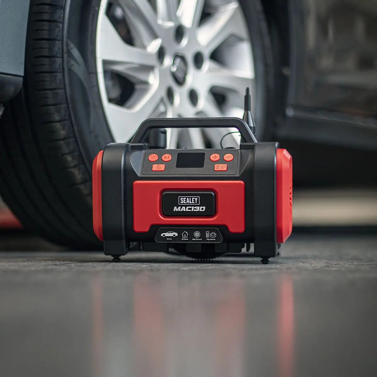 Sealey Tyre Inflator & High-Volume Air Pump 12V/230V AC White Rose Tools