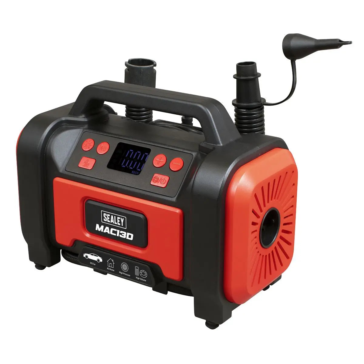 Sealey Tyre Inflator & High-Volume Air Pump 12V/230V AC White Rose Tools