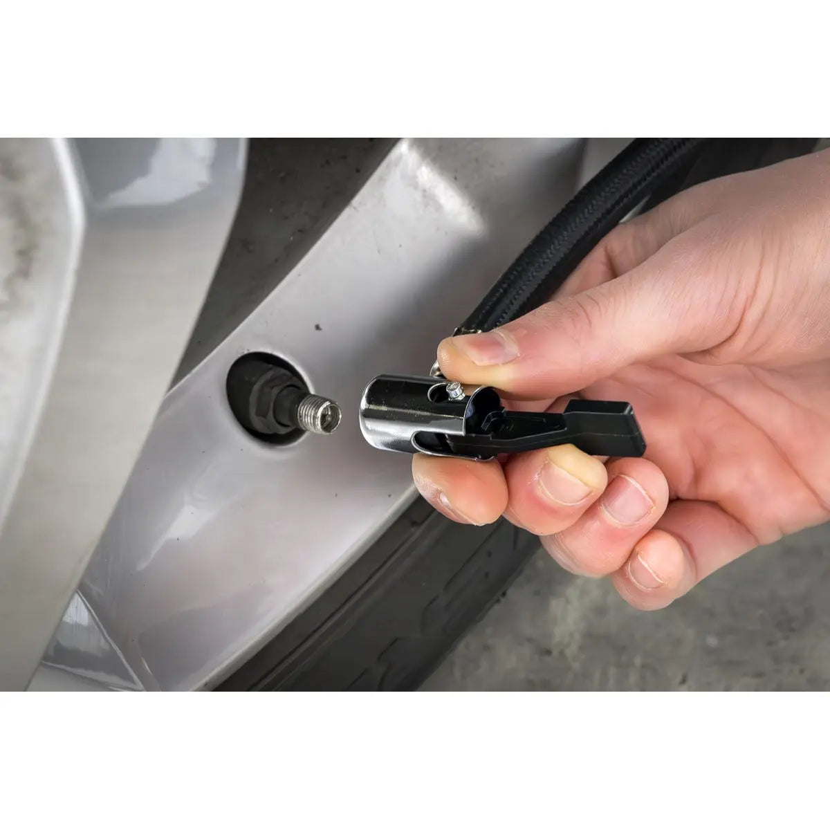 Sealey Tyre Inflator with Worklight 12V White Rose Tools