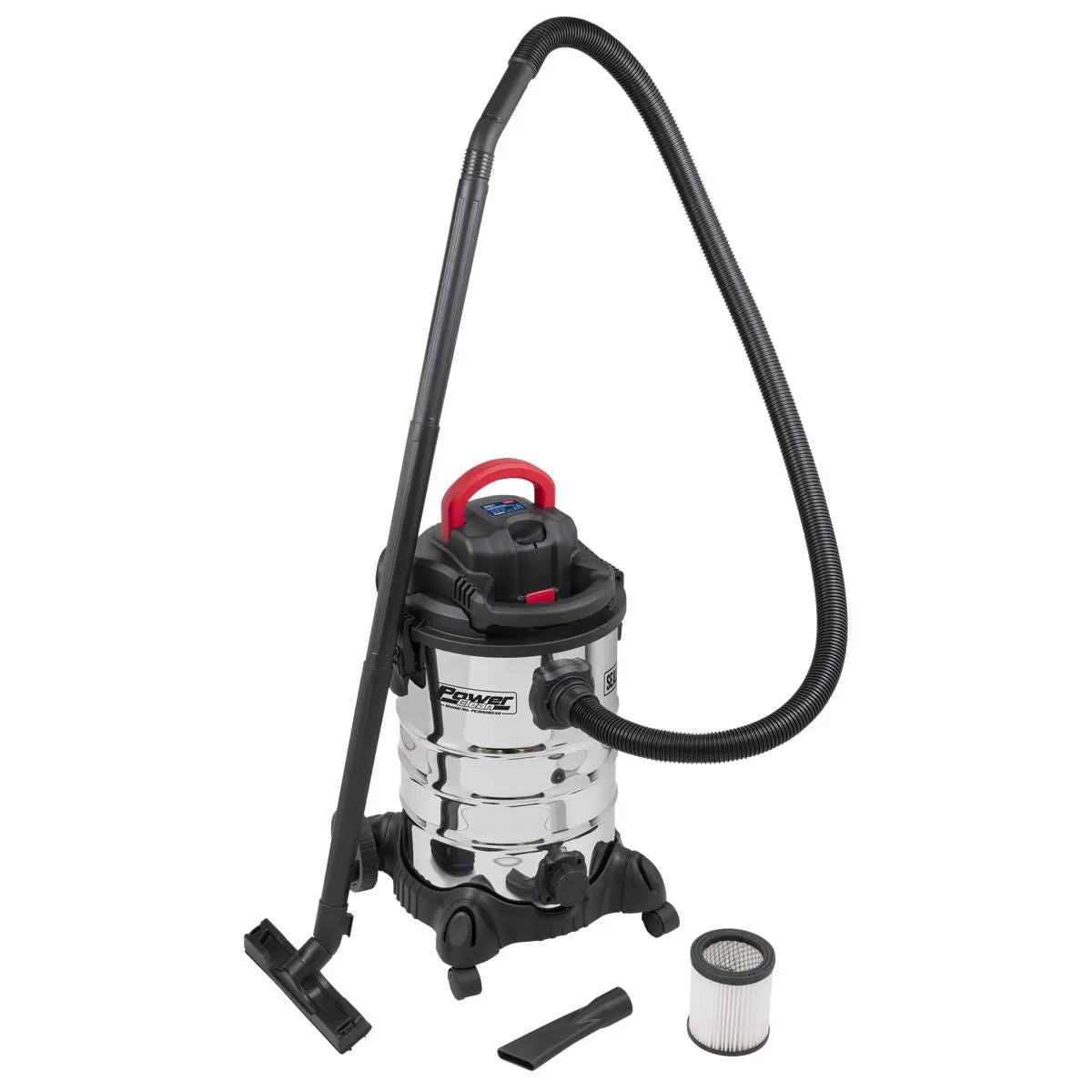 Sealey Vacuum Cleaner Industrial 30L 1400W/230V Stainless Drum White Rose Tools