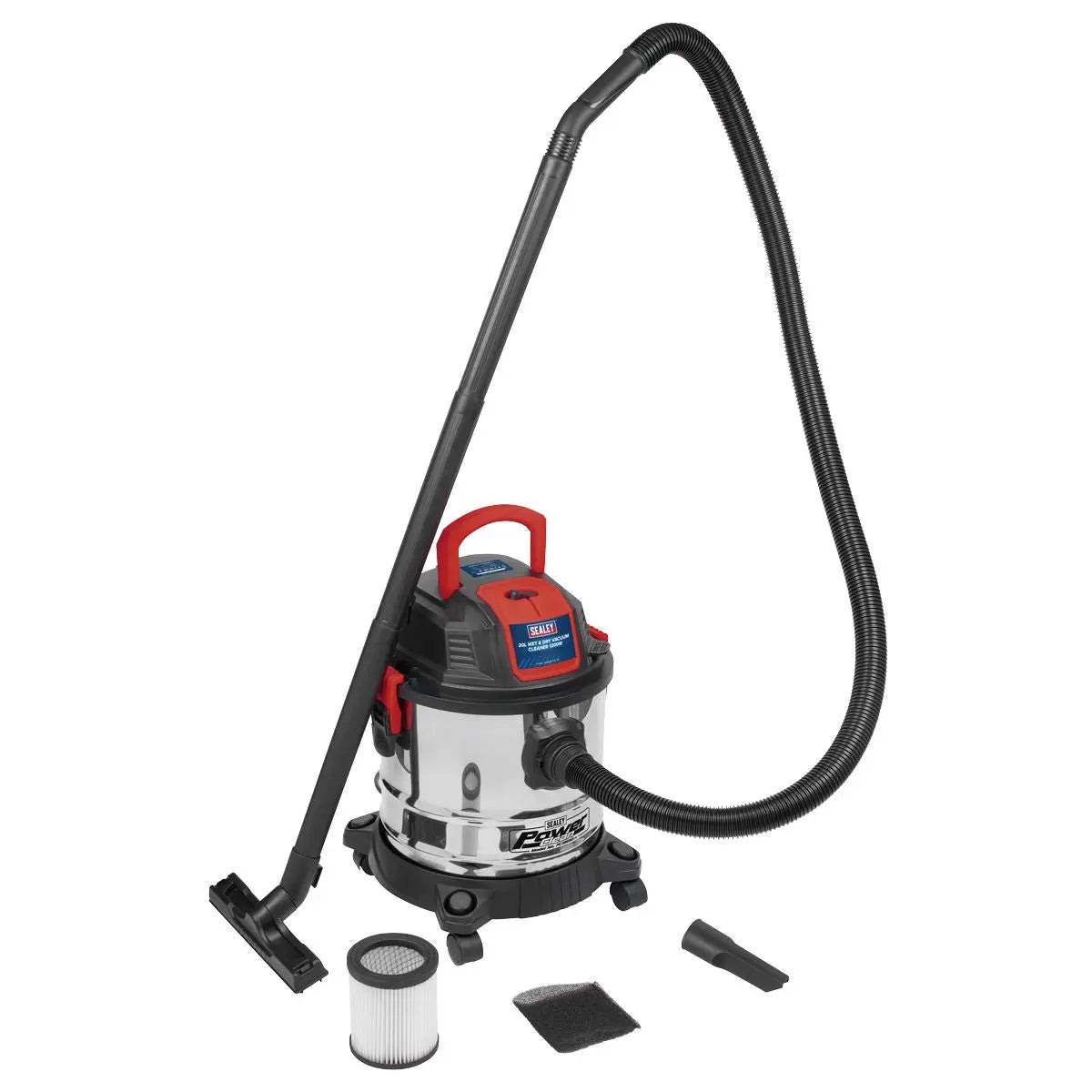 Sealey Vacuum Cleaner Wet & Dry 20L 1200W/230V Stainless Drum