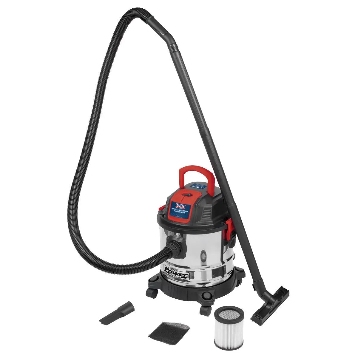 Sealey Vacuum Cleaner Wet & Dry 20L 1200W/230V Stainless Drum
