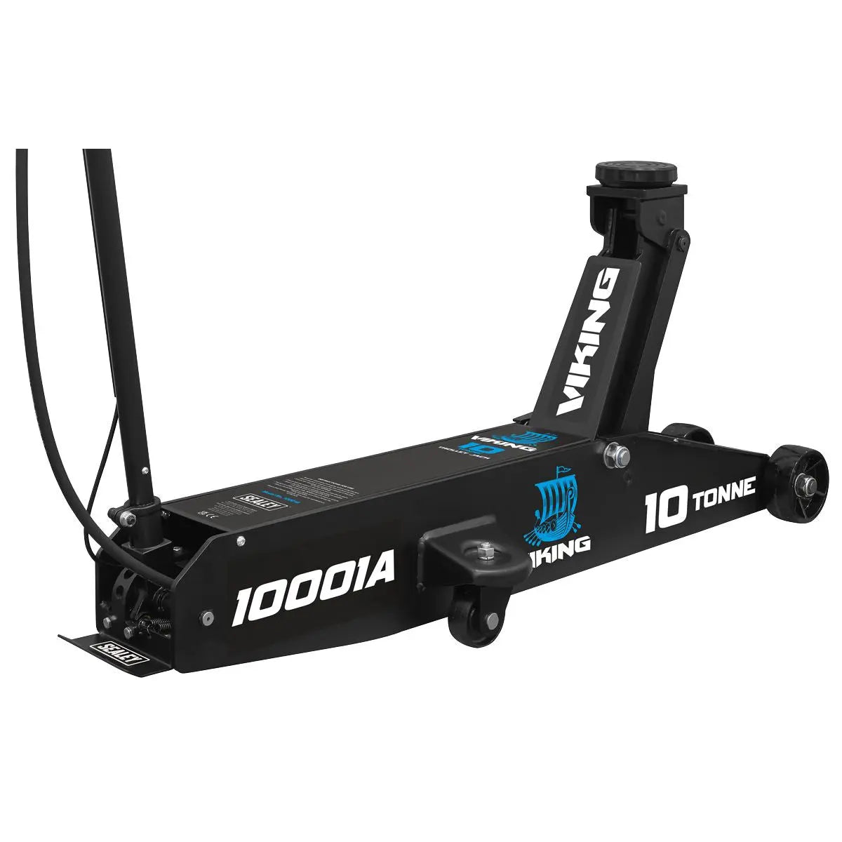 Sealey Viking Professional Long Reach Air/Manual Operation Trolley Jack with Rocket Lift 10 Tonne White Rose Tools