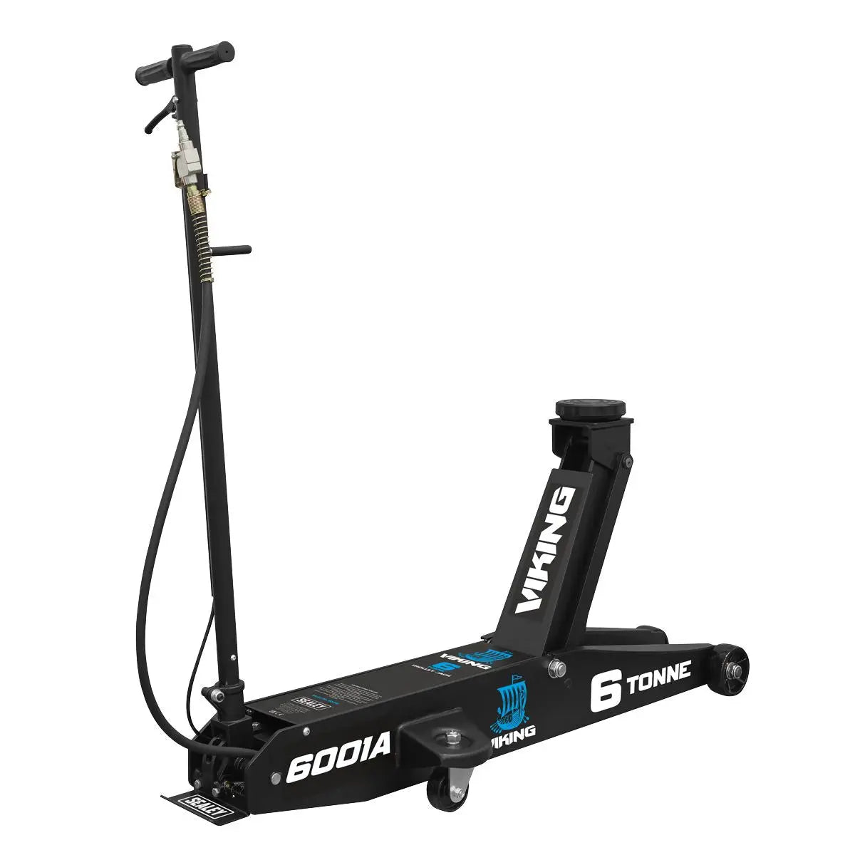 Sealey Viking Professional Long Reach Air/Manual Operation Trolley Jack with Rocket Lift 6 Tonne White Rose Tools